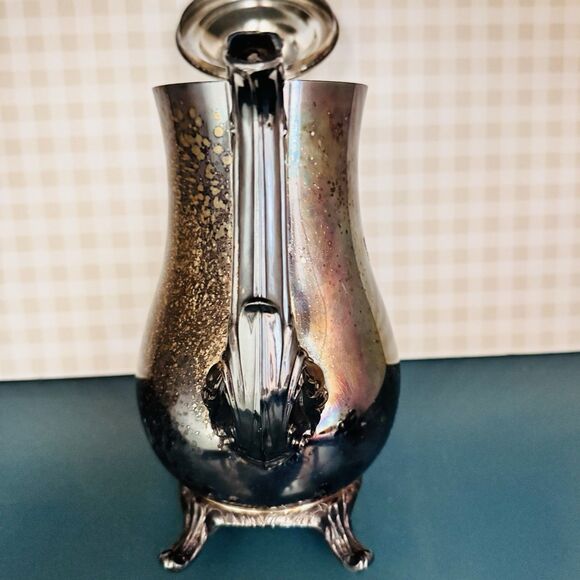 Vintage 3pc Wm Rogers Silverplate Coffee Tea Pot Set Baroque Mid-century Footed - Picture 8 of 16